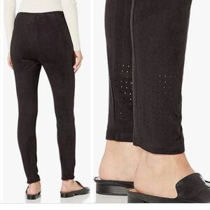 LYSSE High Waist Vegan Laser Cut Legging Black Faux Suede Pull On Sz S NEW